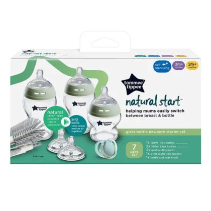 Комплект за новородени Tommee Tippee Natural Start Glass, шишета против колики