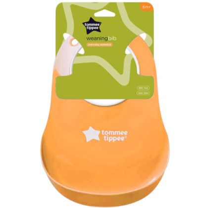 Силиконов лигавник за хранене Tommee Tippee 6м+, оранжев