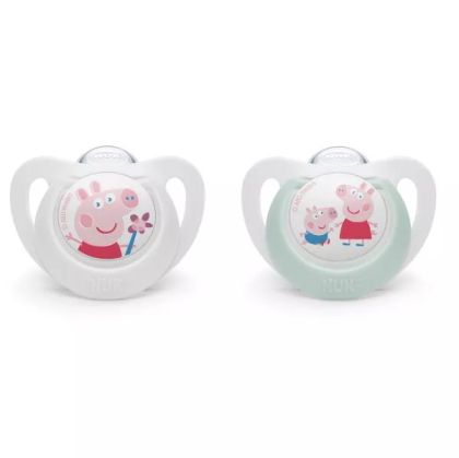 NUK биберон залъгалка силикон 6-18 мес., 2бр., Peppa Pig