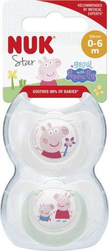 NUK Силиконов биберон Star Peppa Pig 0-6 м. 2 бр.