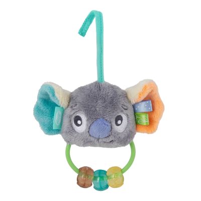 Активна гимнастика с дървена арка Playgro Fauna Friends, с три свалящи се играчки и подплатено кръгло килимче, 0м+