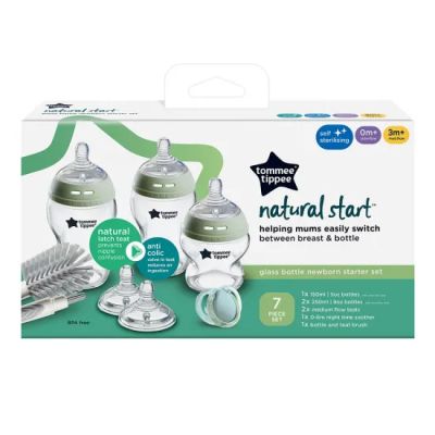 Комплект за новородени Tommee Tippee Natural Start Glass, шишета против колики